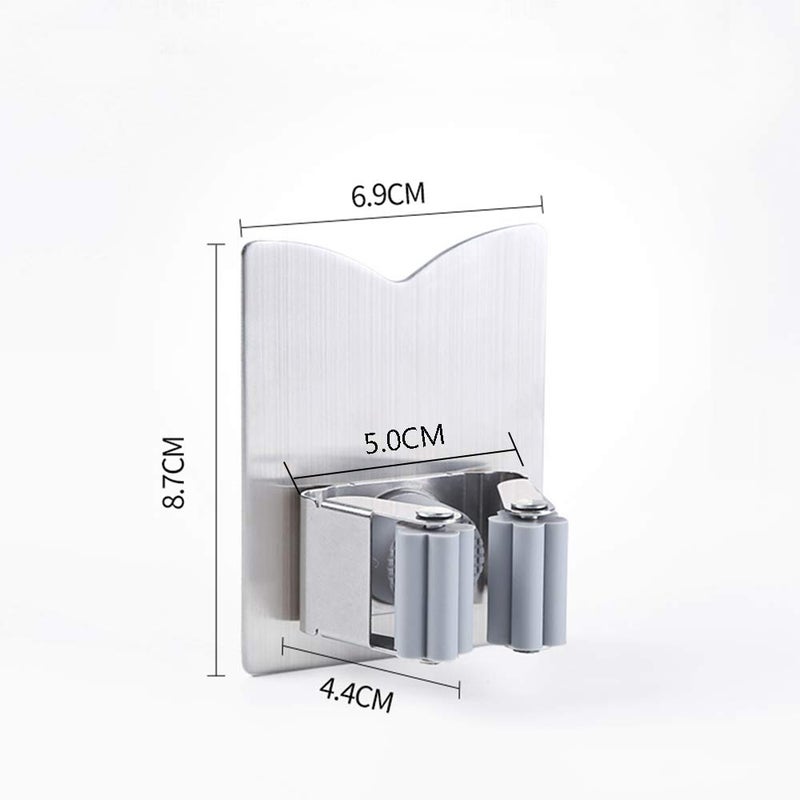 HANZE 2 Pack Mop Broom Holder Racks 304 Stainless Steel Self Adhesive Heavy Duty Wall Mounted Mop Organizer Storage Clip Multi-Used for Garage Kitchen and Bathroom - Image 5